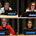 Clockwise from top left: Michelle Bachelet of Chile, María Fernanda Espinosa of Ecuador, Carolyn Rodrigues-Birkett of Guyana and Rebeca Grynspan of Costa Rica address the UN General Assembly as candidates in the race to become the next UN secretary-general.